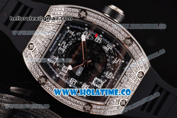 Richard Mille RM010 Miyota 9015 Automatic Steel/Diamonds Case with Skeleton Dial and Numeral Markers - Click Image to Close